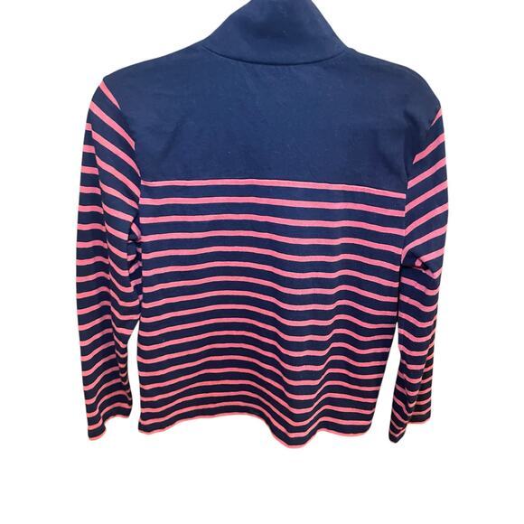 J.Crew Women Small Nautical Striped Button Shoulder Turtleneck Top Navy Pink - Picture 10 of 14